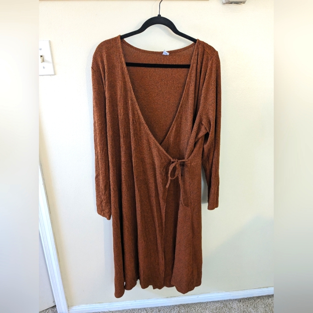 Old Navy Burnt Orange Sweater Wrap Dress, size XXL